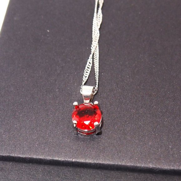 ⭐Bundle Sale⭐ 4Pc. Ruby Earrings and Necklace Set Solid 925 Sterling Silver - Picture 5 of 10